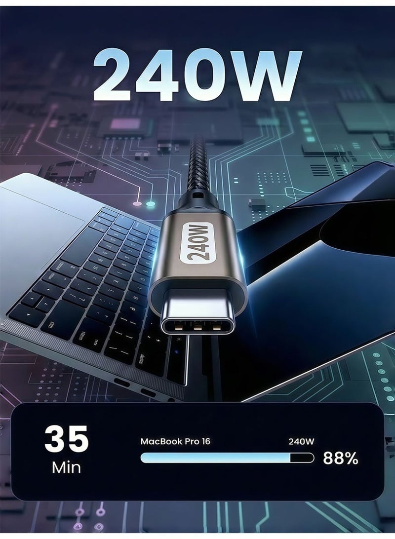AMIJOY 240W Type C to Type C Cable 2M Braided 48V 5A PD3.1 Fast Charging USB C to USB C Cable E-Marker Chip for iPhone 17 16 15 Pro Max MacBook Pro Air M4 M3 M2 Galaxy S26 S25 S24 S23 Ultra iPad Pro Dell XPS - Image 2